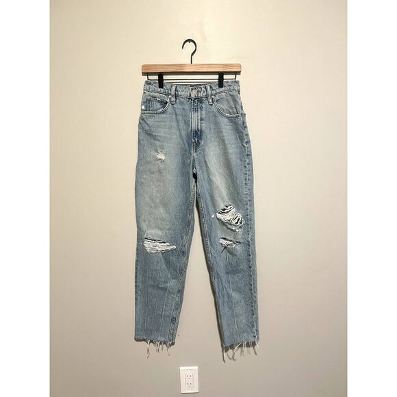 Hudson James High Rise Tapered Straight Jeans in Big Dipper Raw Hem 26 - Picture 1 of 9
